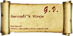 Gercsák Vince névjegykártya